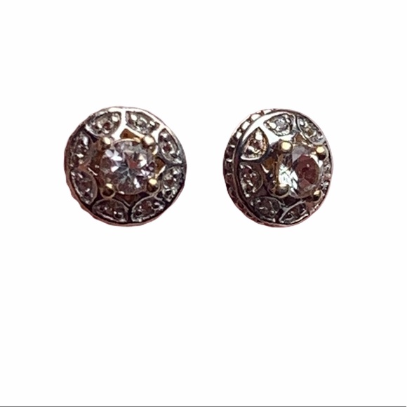 White Topaz Sterling Silver Round Earrings NWT - Picture 2 of 7